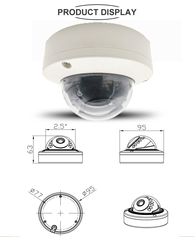 Mini POE Outdoor Night Vision Onvif 2MP IP Dome CCTV HD Security Surveillance Camera  for  mdvr hikvision